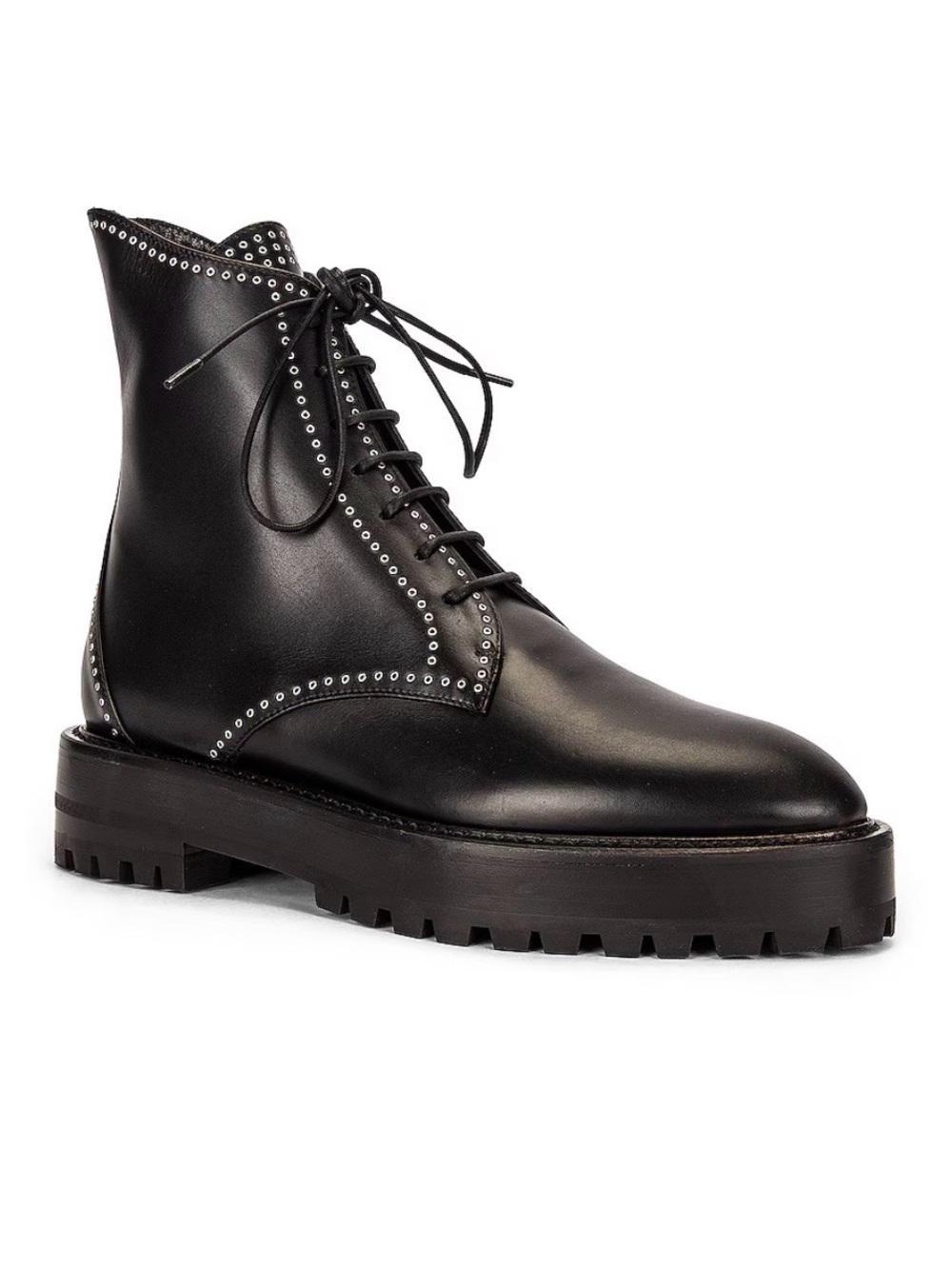 Alaïa Black Leather Lace-Up Stud-Trim Ankle Boots